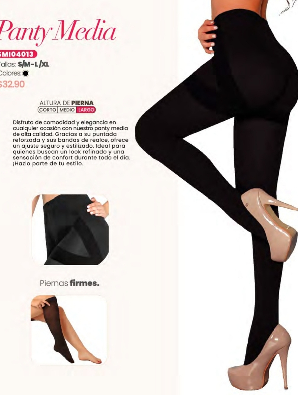 Stagmi Push-Up Perfect Support Colombian Black Shaper Pantyhose Stocking NEW!